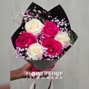 White & Red Rose Bouquet